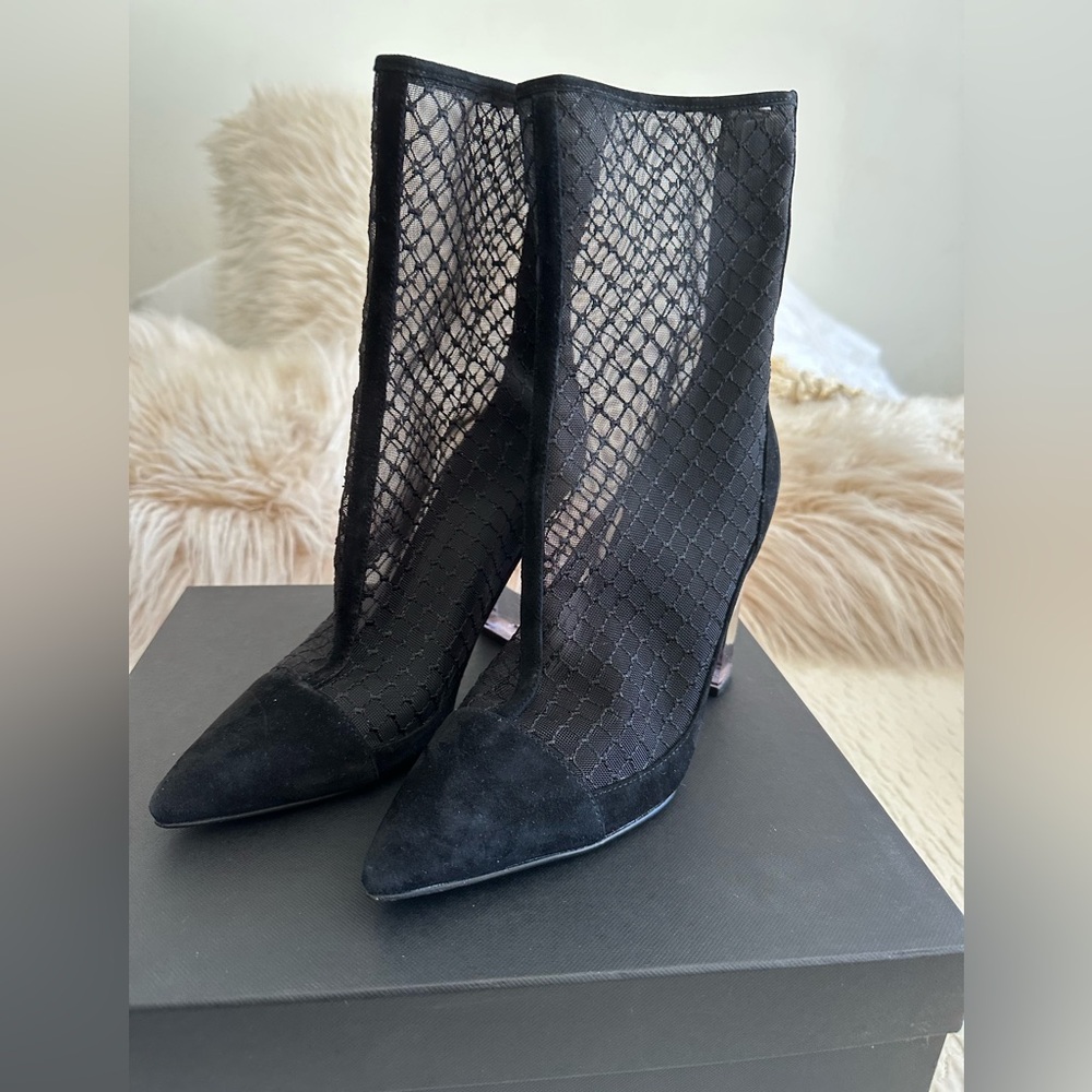 Kendall & Kylie Black Mesh Pointed Heels